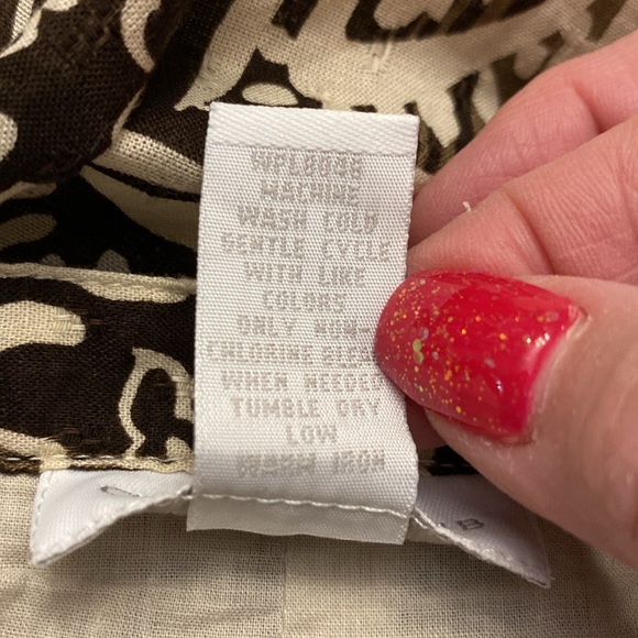 Charter club women’s 💯cotton smocked flowy skirt brown beige tan abstract 13 - Picture 5 of 10